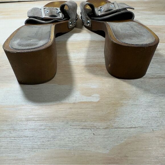 Anthropologie Suede Open Toe Buckle Slide Sandals Women’s Size 6.5 - Picture 6 of 7